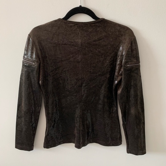 Ivoire de Laurence brown metallic shiny top size 1 - Picture 2 of 3